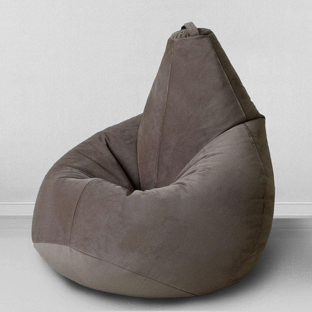 Кресло-мешок груша Горький шоколад, размер XL-Компакт, мебельный велюр