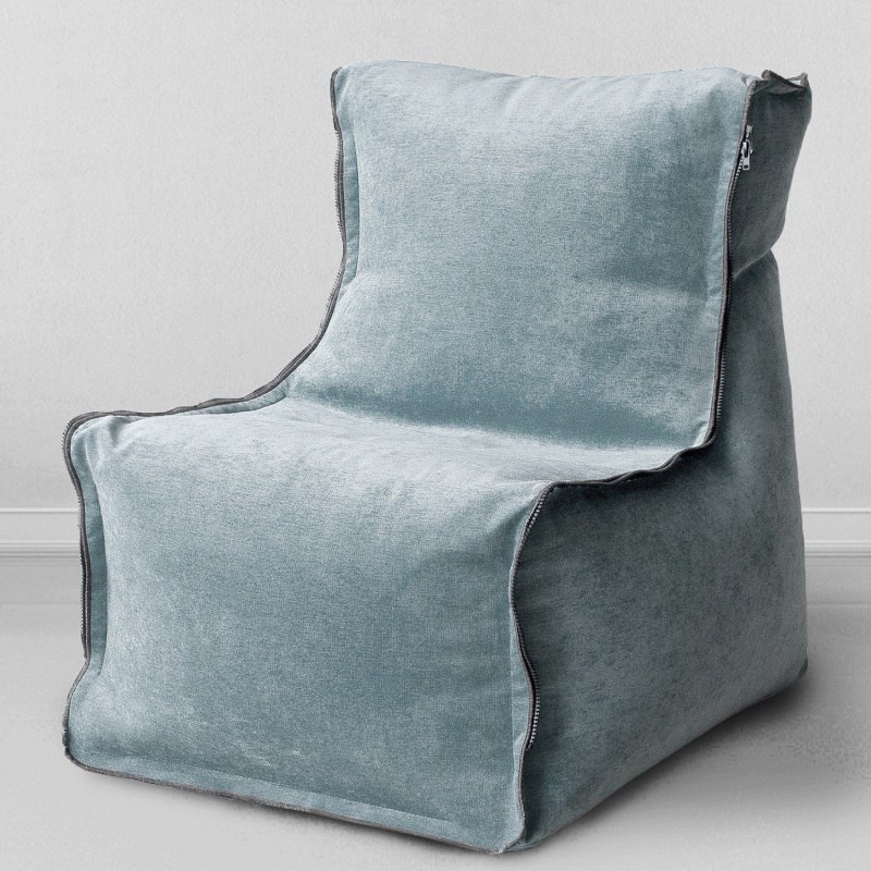 Бескаркасное кресло Лофт Серо-голубой, размер ХXXХL, микровельвет