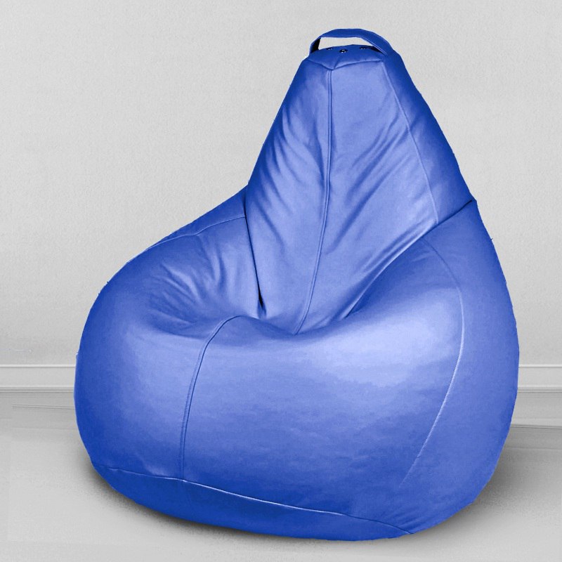Кресло-мешок груша Синий, размер XХXХL-Комфорт, экокожа
