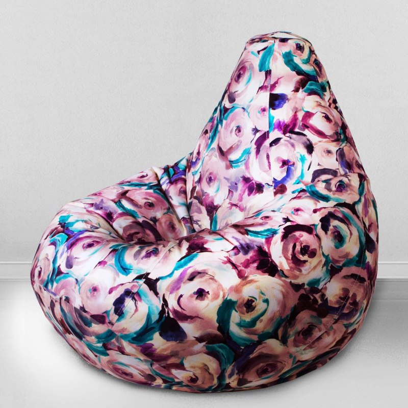 Чехол для кресла мешка Роузи бирюза, размер Комфорт, мебельная ткань